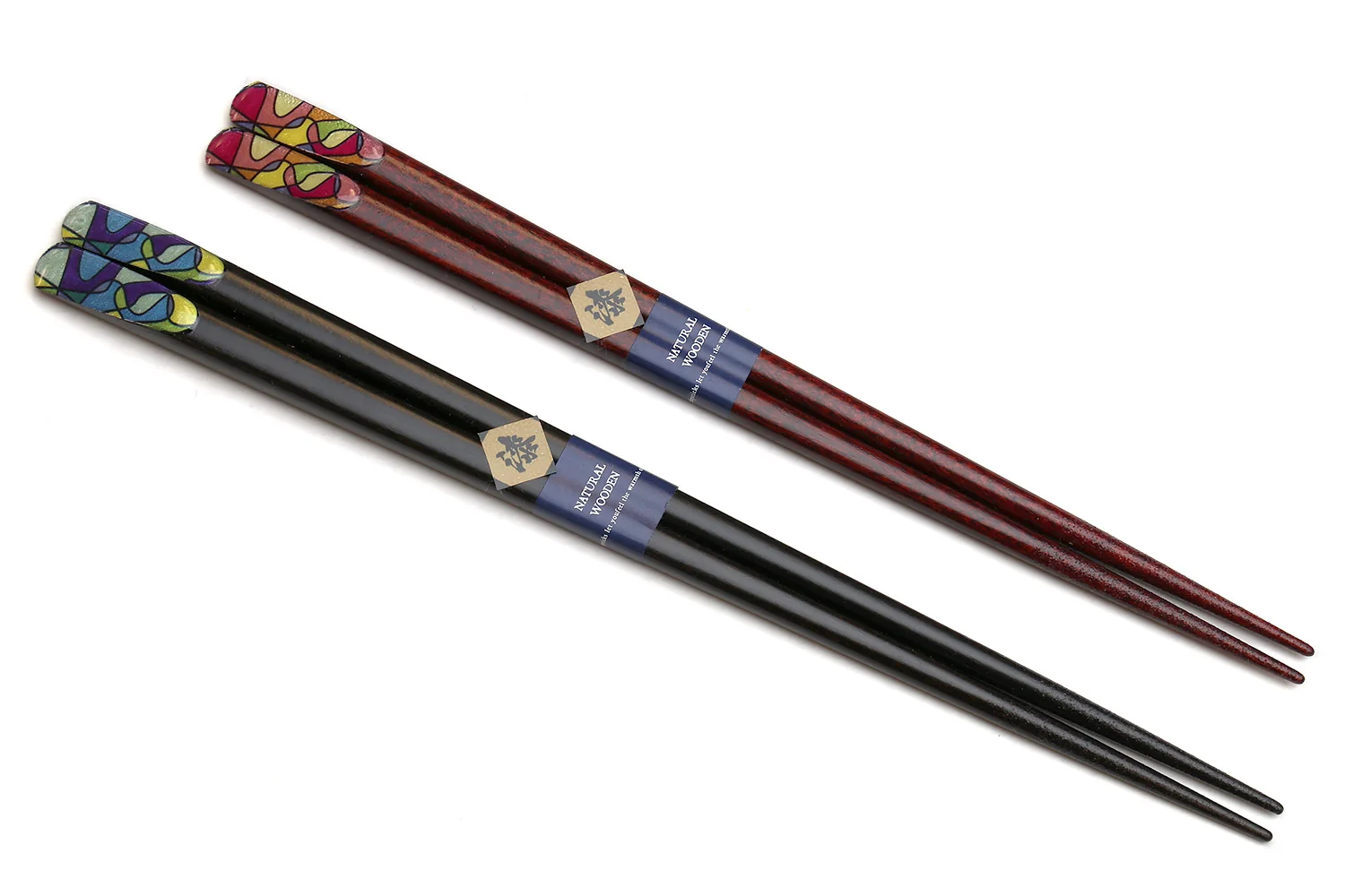 Japanese Premium Chopsticks Fukiurushi Lacquered Retro Graphic With Paulownia Wooden Box - Image 2