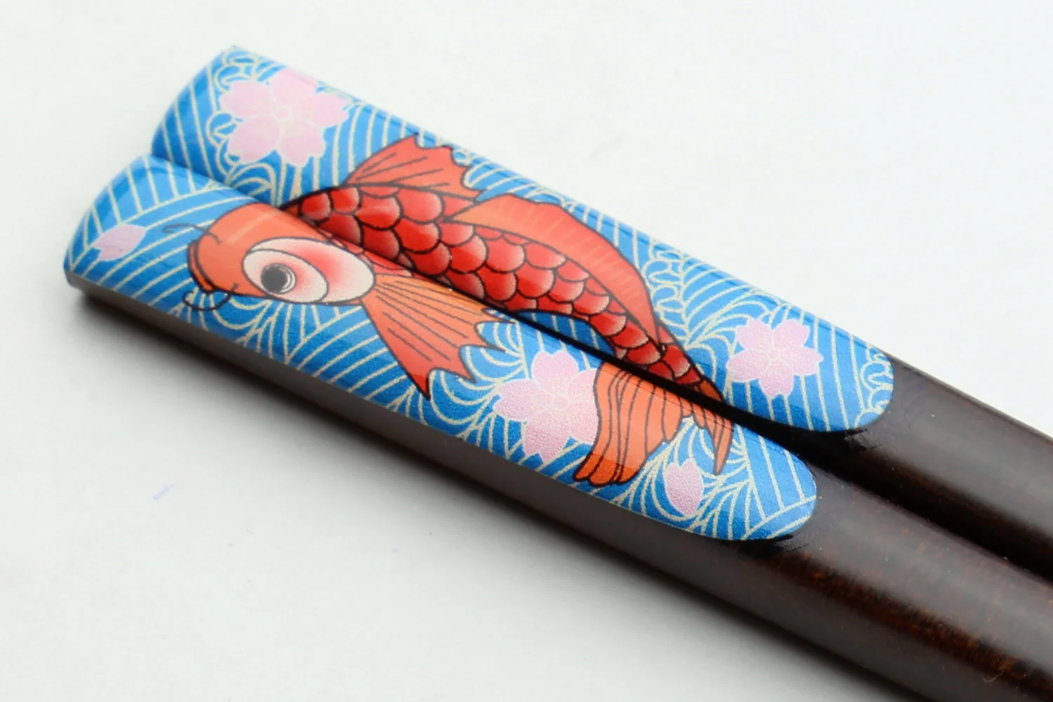 Premium Japanese Ebony Wood Chopsticks — Koi Fish Design 1 Lacquered Pair in Paulownia Box - Image 3