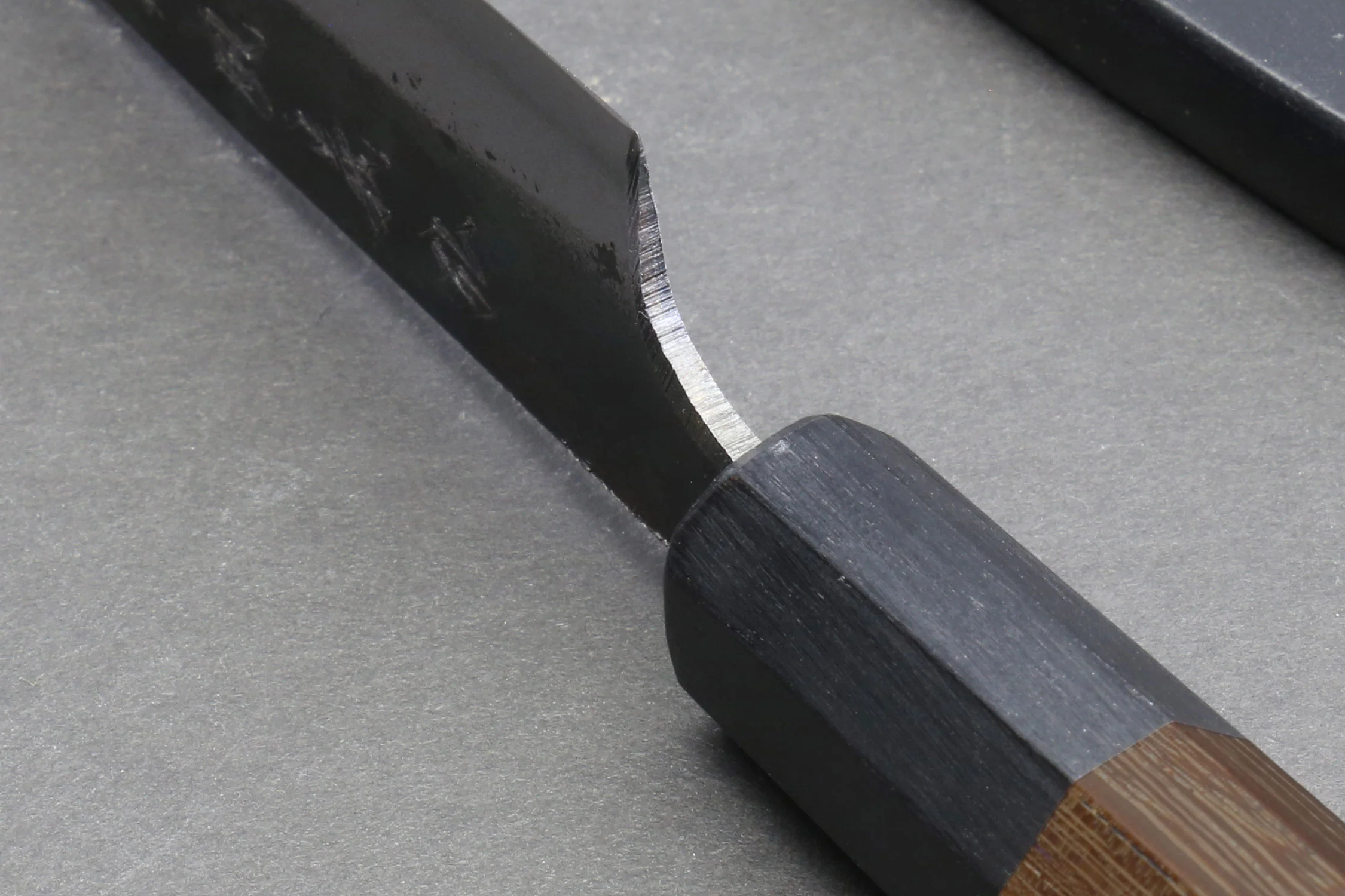 Yoshihiro Aogami Super Blue High Carbon Steel Kurouchi Petty Kiritsuke Utility Knife with Shitan Wood Handle - Image 8