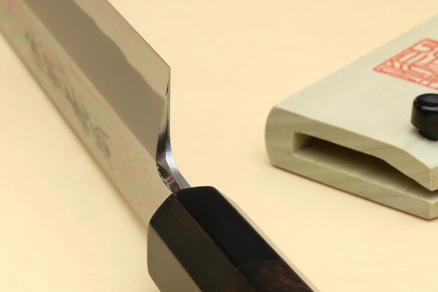 Yoshihiro Aonamiuchi Mirror-Polished Blue Steel #1 Yanagi Sushi Sashimi Japanese Knife Ebony Handle - Image 6
