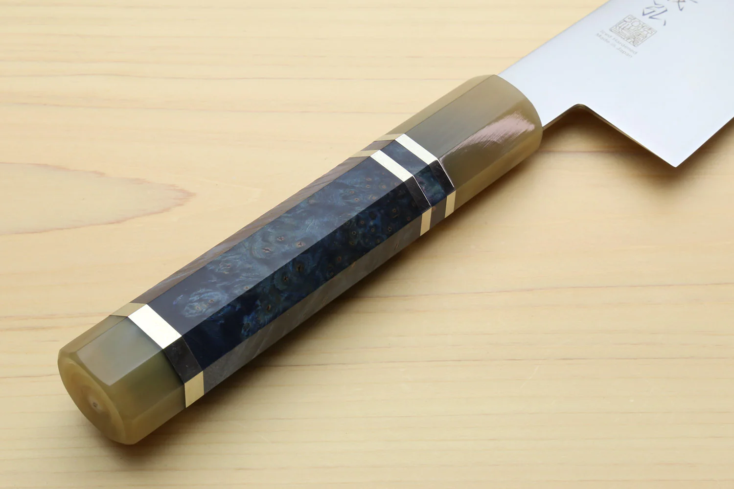 Yoshihiro AUS10 Ice Hardened Stainless Steel Gyuto Japanese Chef Knife with Ocean Blue Handle 9.5" (240mm) - Image 6