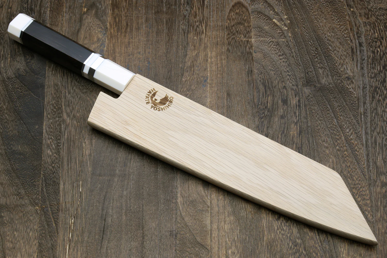 Yoshihiro AUS10 Ice Hardened Stainless Steel Kiritsuke Japanese Chef Knife Ebony Wood Handle with Alternative Ivory Bolster - Image 8