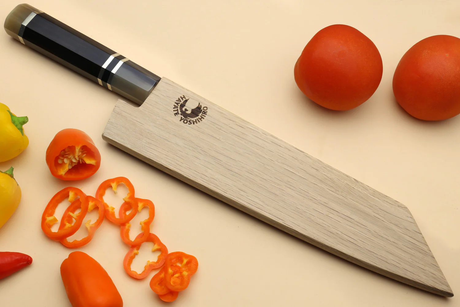 Yoshihiro AUS10 Ice Hardened Stainless Steel Kiritsuke Japanese Chef Knife Triple Ring Ebony Handle - Image 8