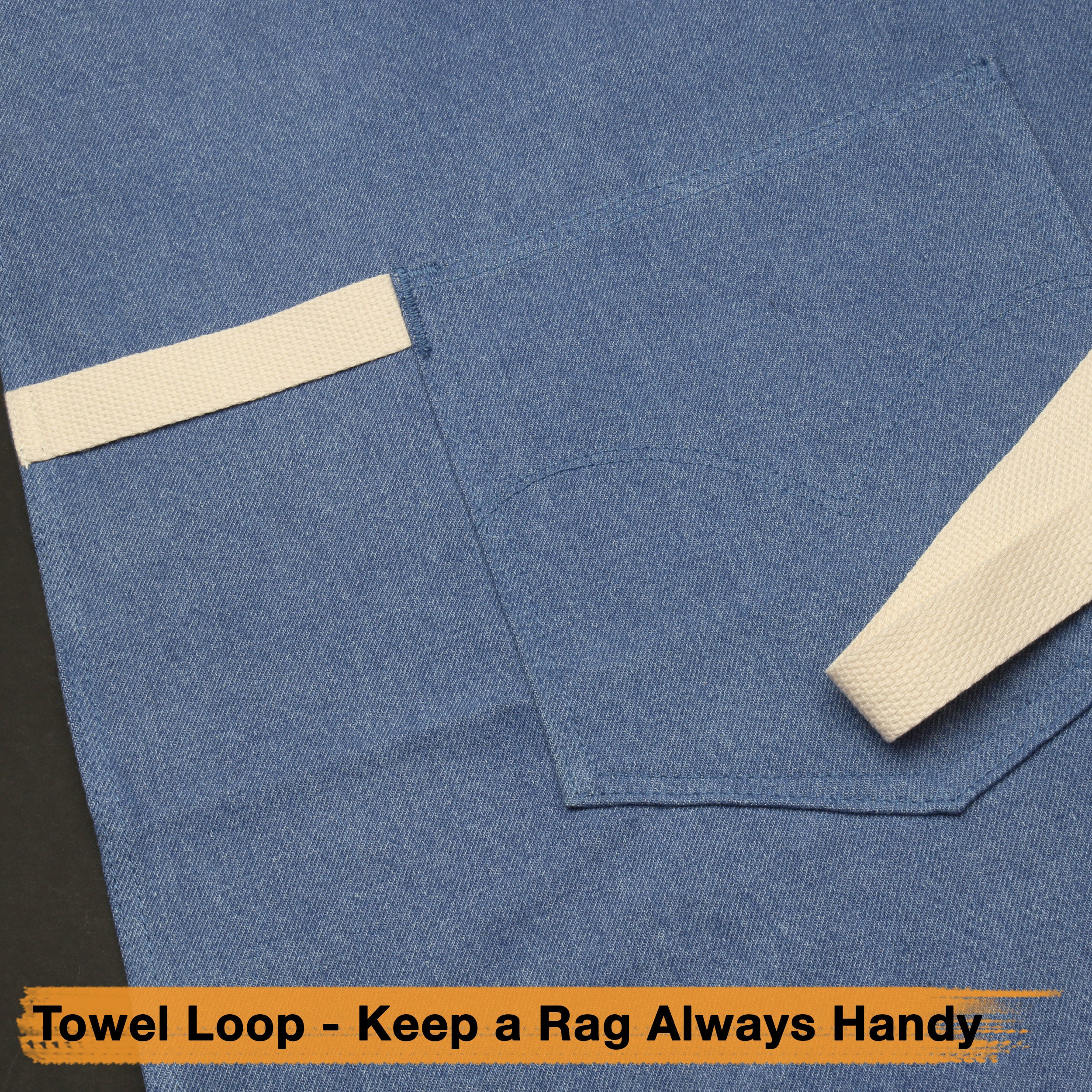 Yoshihiro Light Blue Denim Professional Kitchen Apron - Image 3