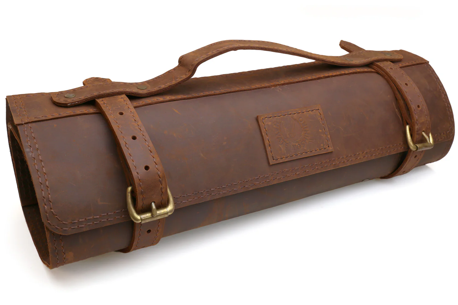 Yoshihiro Genuine Natural Leather Knife Culinary Roll Storage Bag Case Brown - Image 3