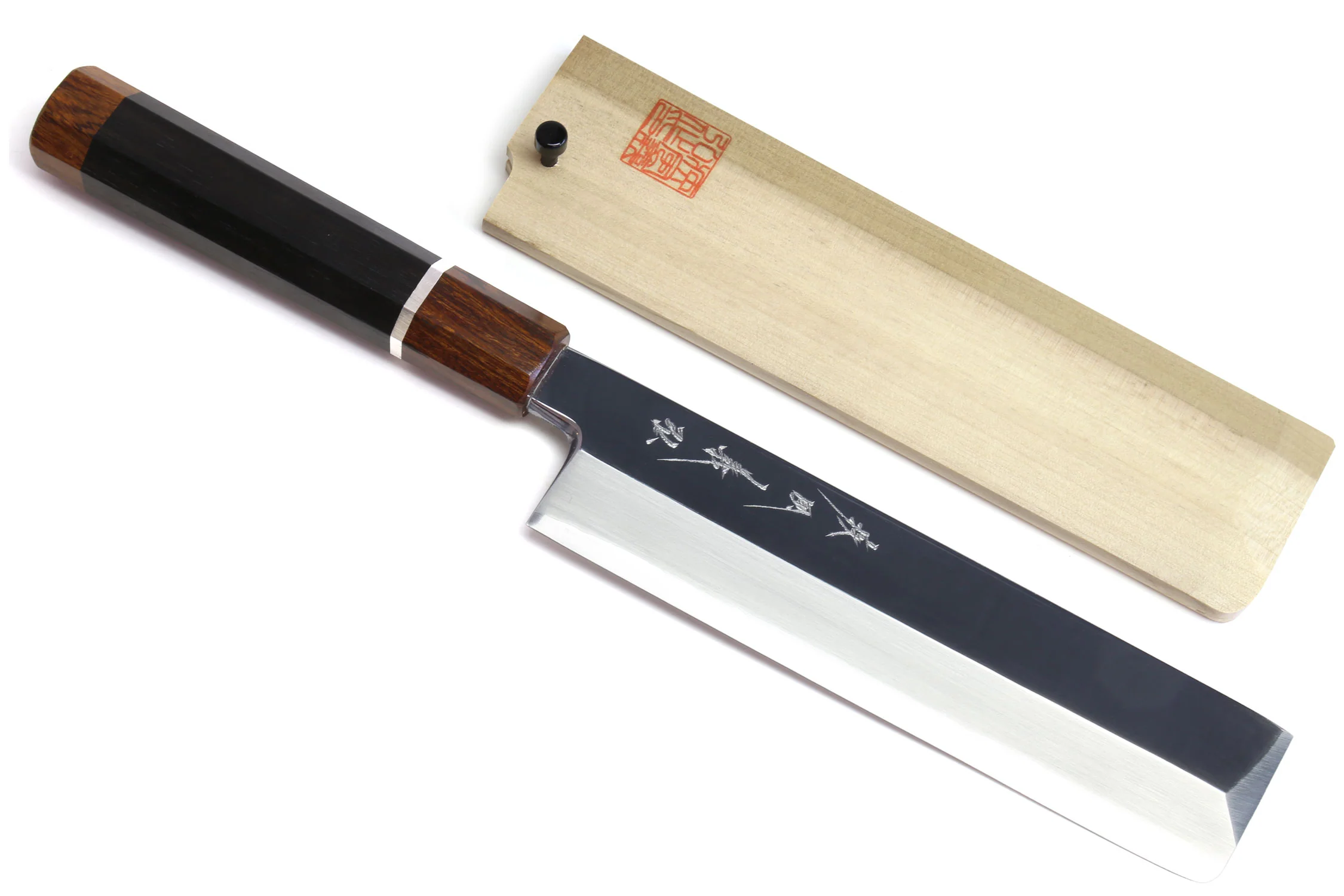 Yoshihiro Ginsan Mirror Polished Stain Resistant Edo Usuba Traditional Japanese Vegetable Chopping Chef Knife Ebony Handle with Silver Ring - Image 7