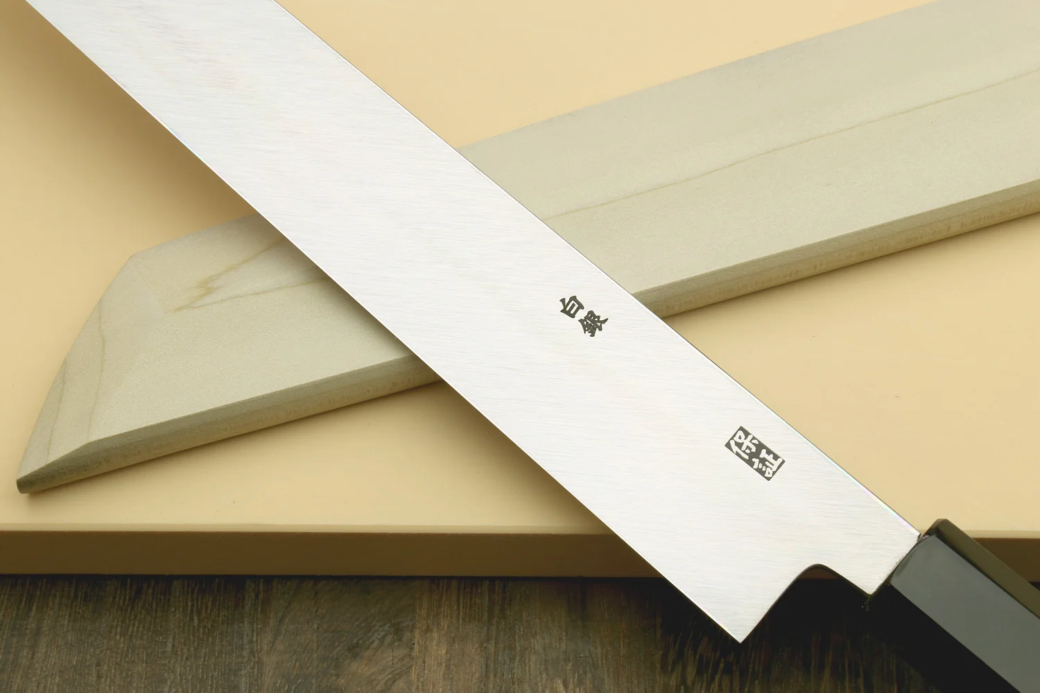 Yoshihiro Ginsan Mirror Polished Stain Resistant Steel Sakimaru Takobiki Sushi Sashimi Slicing Japanese Knife Ebony Handle - Image 6