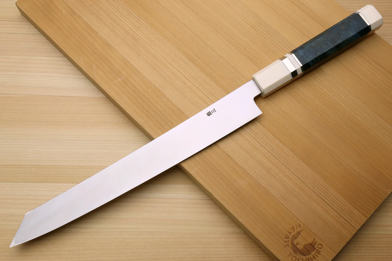 Yoshihiro Ginsan Mirror Polished Stain Resistant Steel Yanagi Kiritsuke Sushi Sashimi Japanese Knife Octagonal Handle with Alternative Ivory Bolster - Image 2