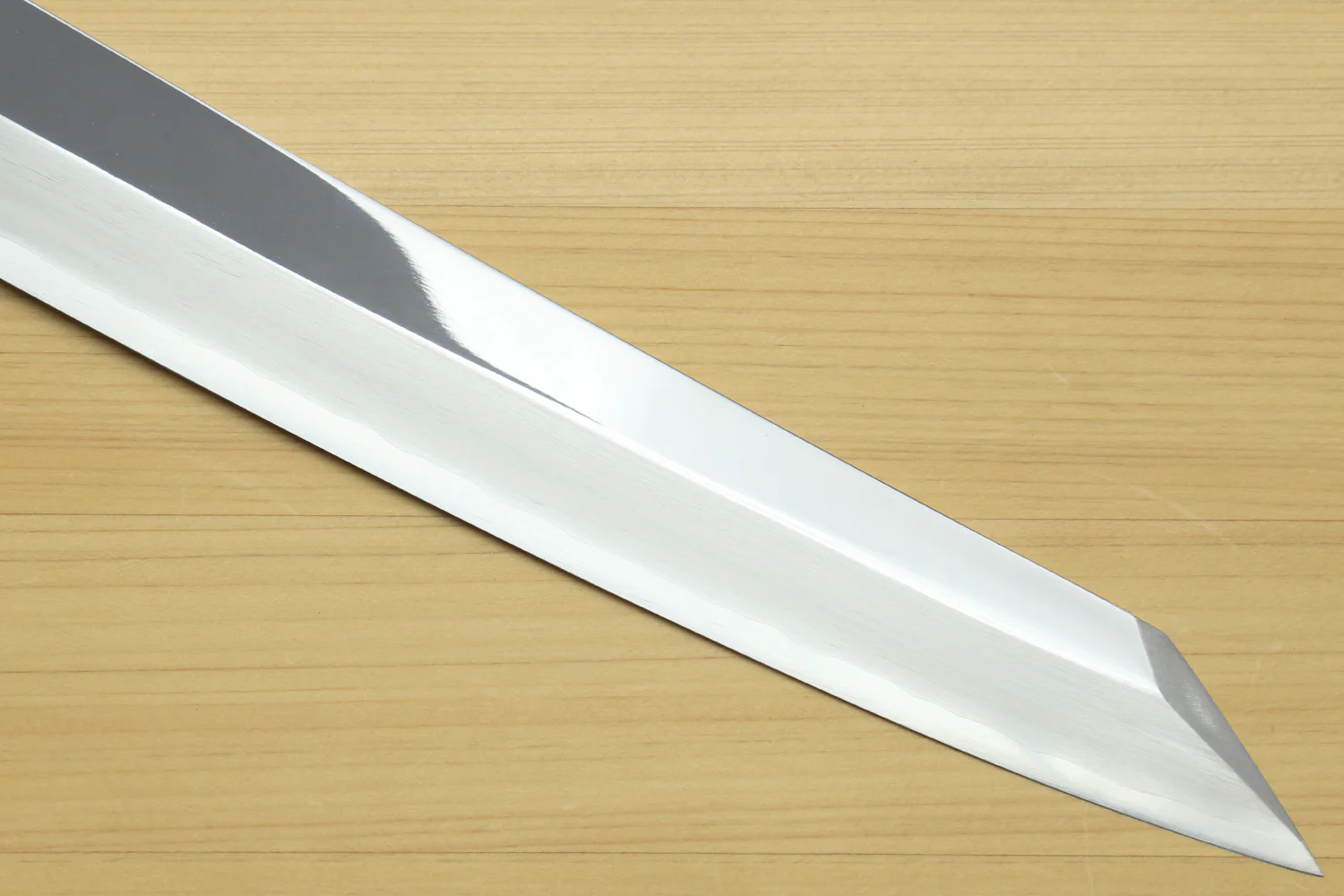 Yoshihiro Gintsuru Ginsan Stainless Steel Yanagi Kiritsuke Mirror Finished Sushi Sashimi Japanese Knife Ebony Handle with Triple Ring - Image 4