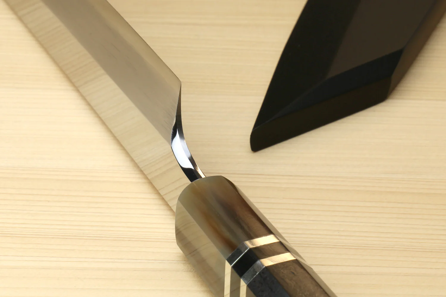 Yoshihiro Gintsuru Ginsan Stainless Steel Yanagi Kiritsuke Mirror Finished Sushi Sashimi Japanese Knife Ebony Handle with Triple Ring - Image 5