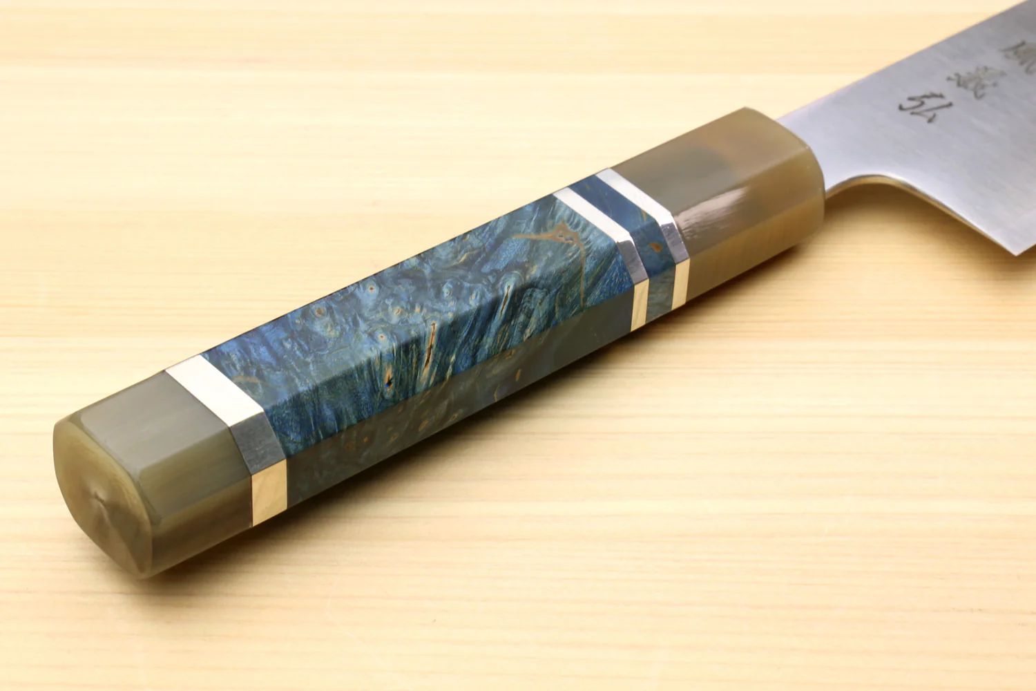 Yoshihiro HAP40 High Speed Stainless Steel Gyuto Chefs Knife with Ocean Blue Handle - Image 7