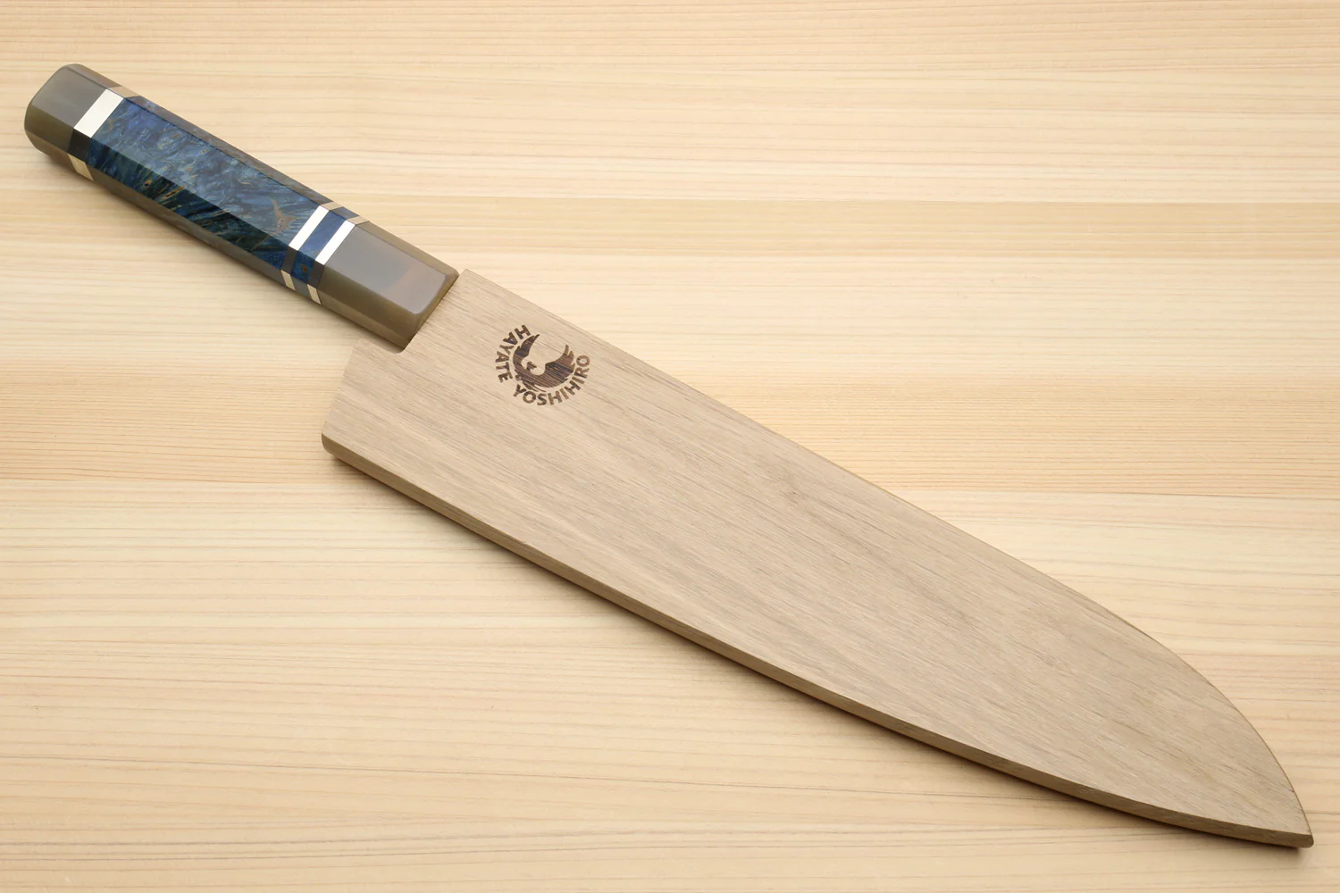 Yoshihiro HAP40 High Speed Stainless Steel Gyuto Chefs Knife with Ocean Blue Handle - Image 8