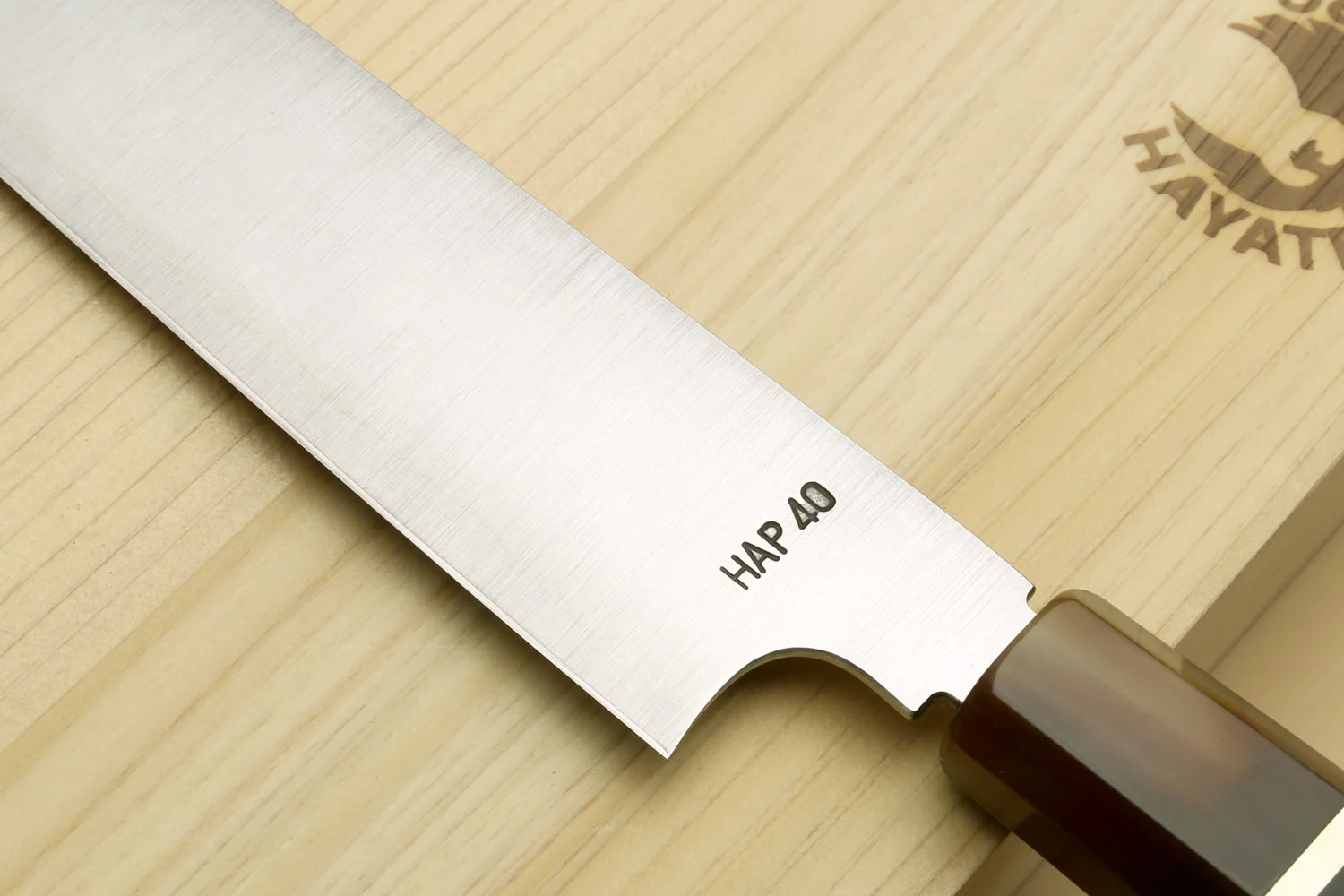 Yoshihiro HAP40 High Speed Stainless Steel Sujihiki-Kiritsuke Slicer Knife Octagonal Ebony wood Handle with Triple ring - Image 4
