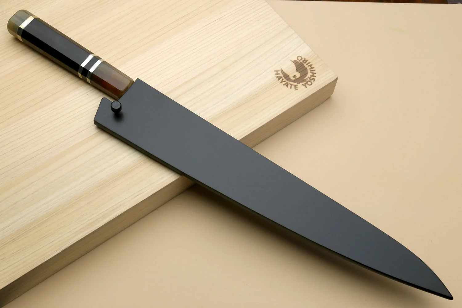 Yoshihiro HAP40 High Speed Stainless Steel Sujihiki-Kiritsuke Slicer Knife Octagonal Ebony wood Handle with Triple ring - Image 8