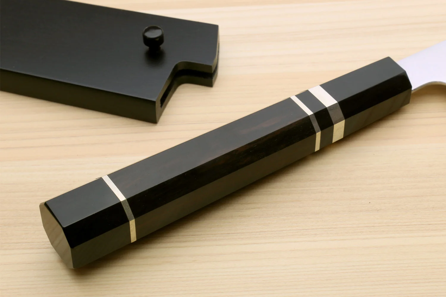 Yoshihiro HAP40 High Speed Stainless Steel Sujihiki-Kiritsuke Slicer Knife Triple Nickel Silver Ring and Ebony Handle - Image 8