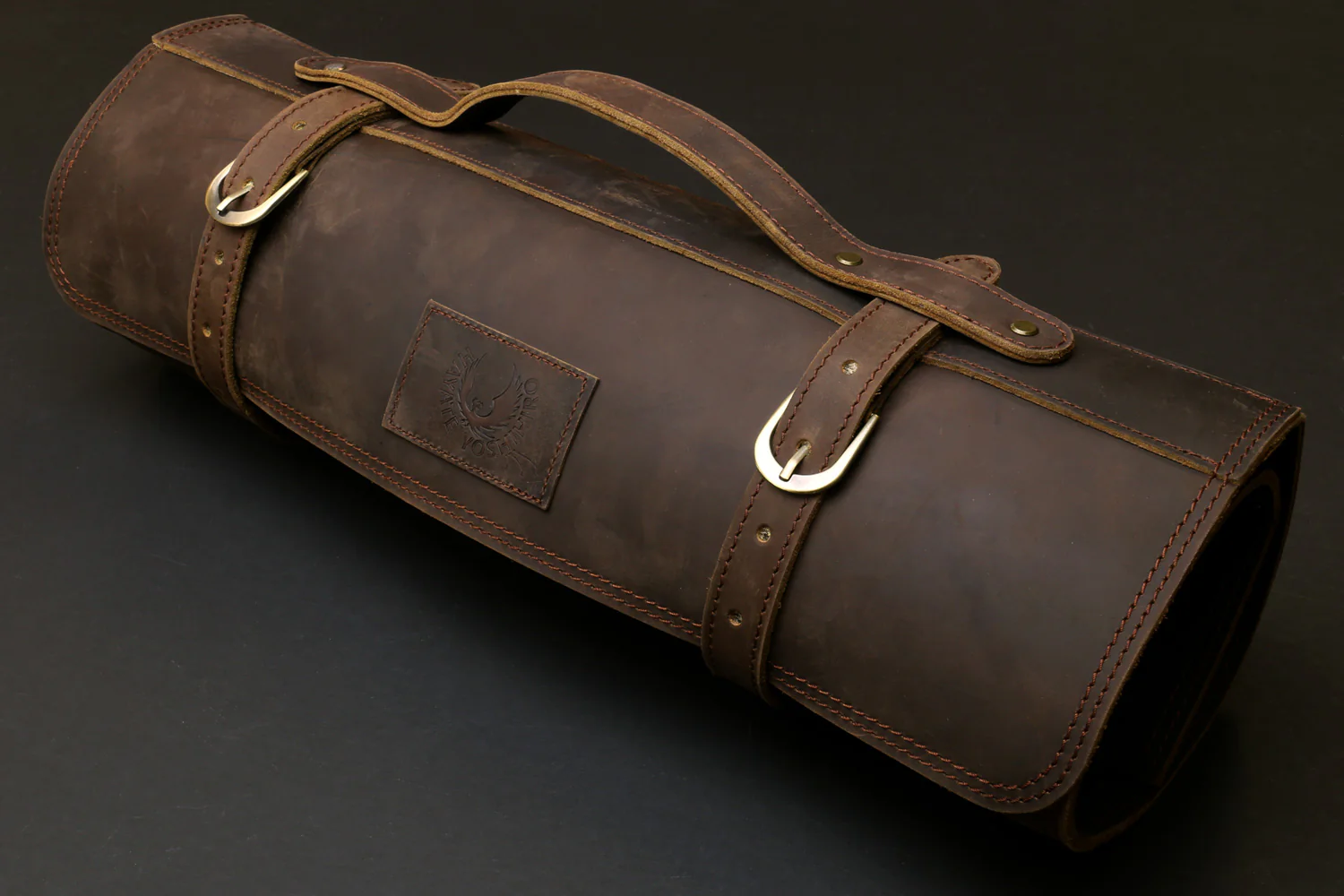 Yoshihiro Hayate Genuine Natural Leather Knife Culinary Roll Storage Bag Case Brown - Image 10