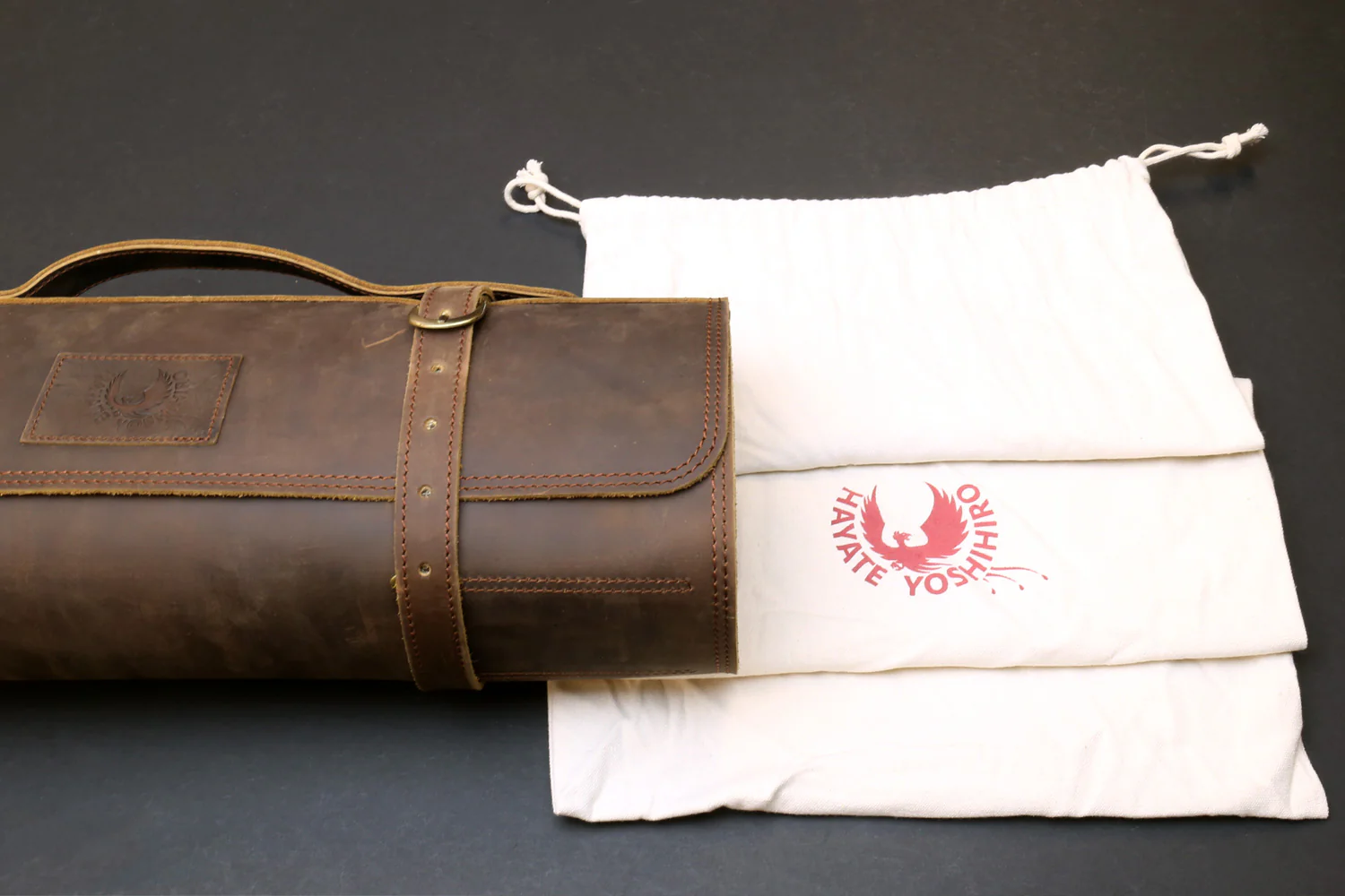Yoshihiro Hayate Genuine Natural Leather Knife Culinary Roll Storage Bag Case Brown - Image 9