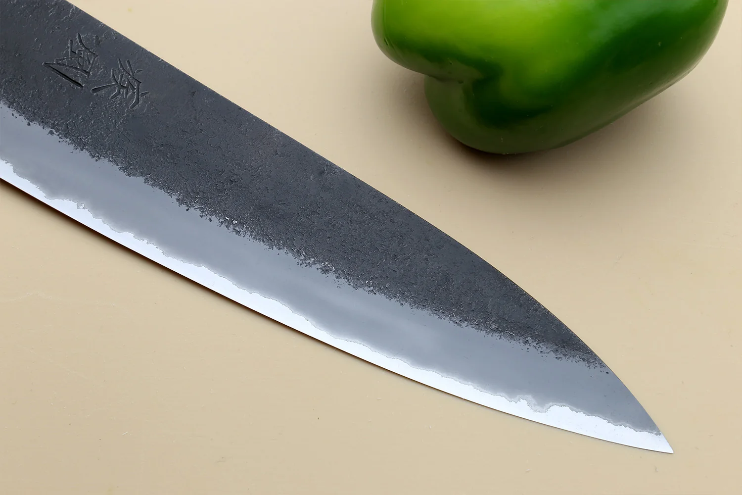 Hayate Hinoura Kurouchi Black-Forged Blue Steel Stainless Clad Gyuto Chefs Knife - Image 3