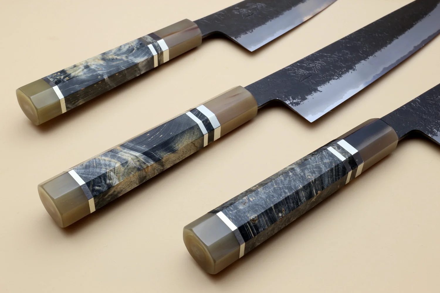 Hayate Hinoura Kurouchi Black-Forged Blue Steel Stainless Clad Gyuto Chefs Knife - Image 9