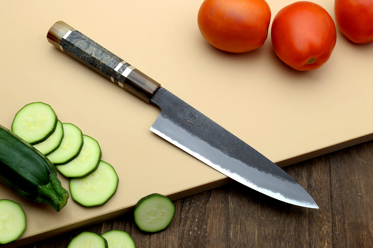 Hayate Hinoura Kurouchi Black-Forged Blue Steel Stainless Clad Petty Utility Knife - Image 11