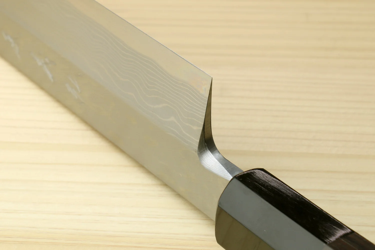 Yoshihiro Hayate Suminagashi Blue Steel #1 Yanagi Kiritsuke Sushi Sashimi Japanese Knife Ebony Handle - Image 6