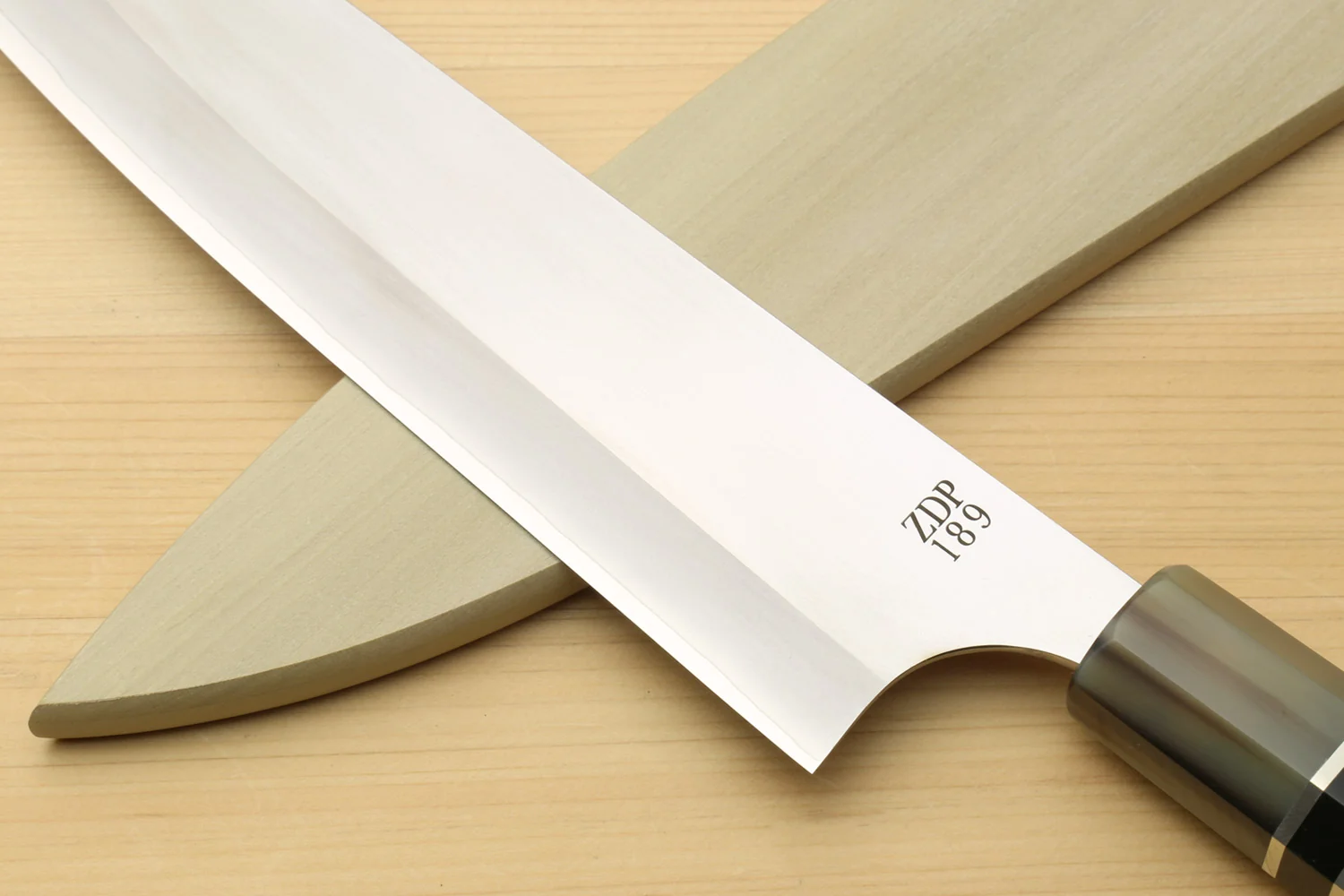 Yoshihiro Hayate ZDP-189 Super High Carbon Stainless Steel Gyuto Chefs Knife Premium Ebony Handle with Triple Ring Handle 210mm - Image 4