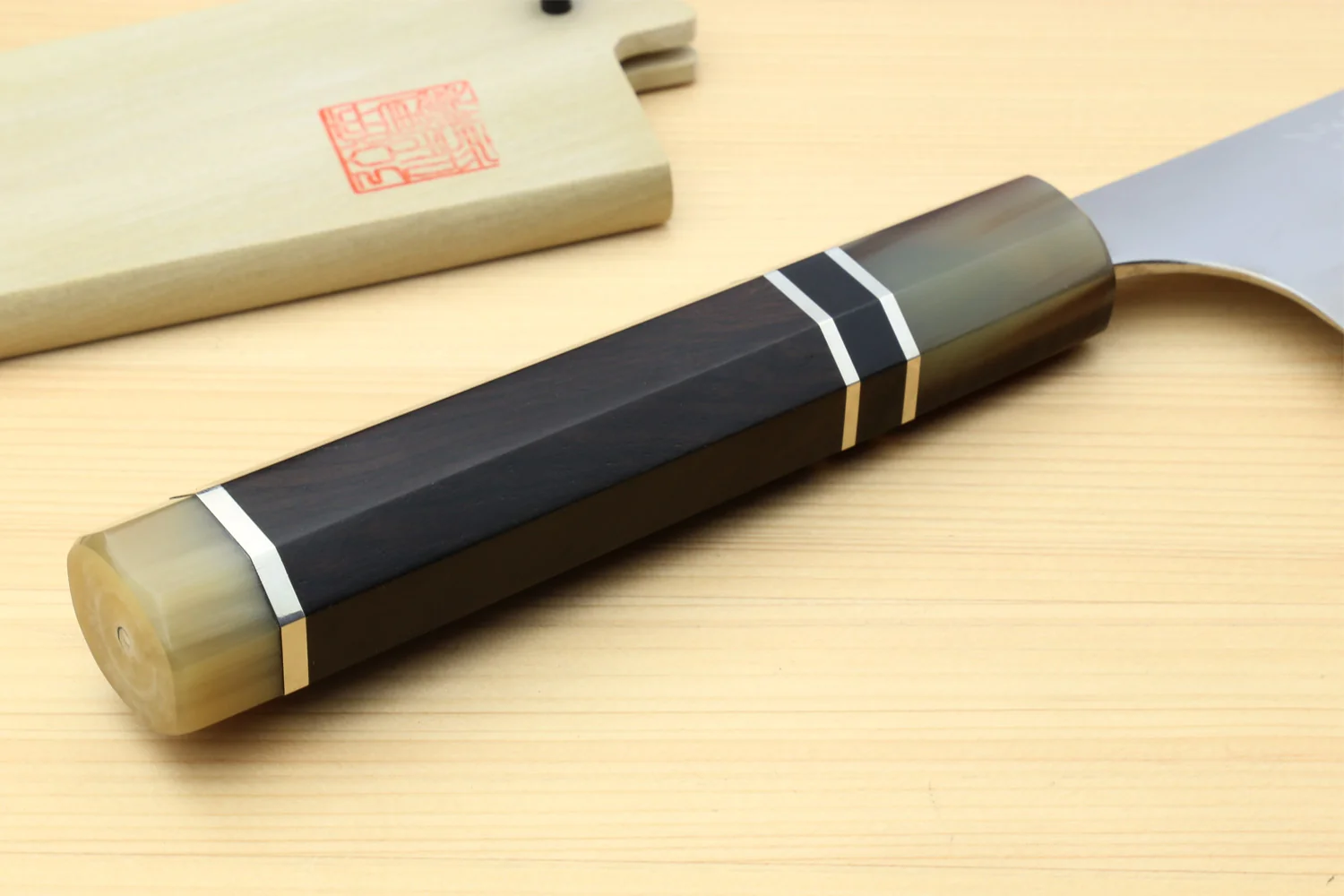 Yoshihiro Hayate ZDP-189 Super High Carbon Stainless Steel Gyuto Chefs Knife Premium Ebony Handle with Triple Ring Handle 210mm - Image 7
