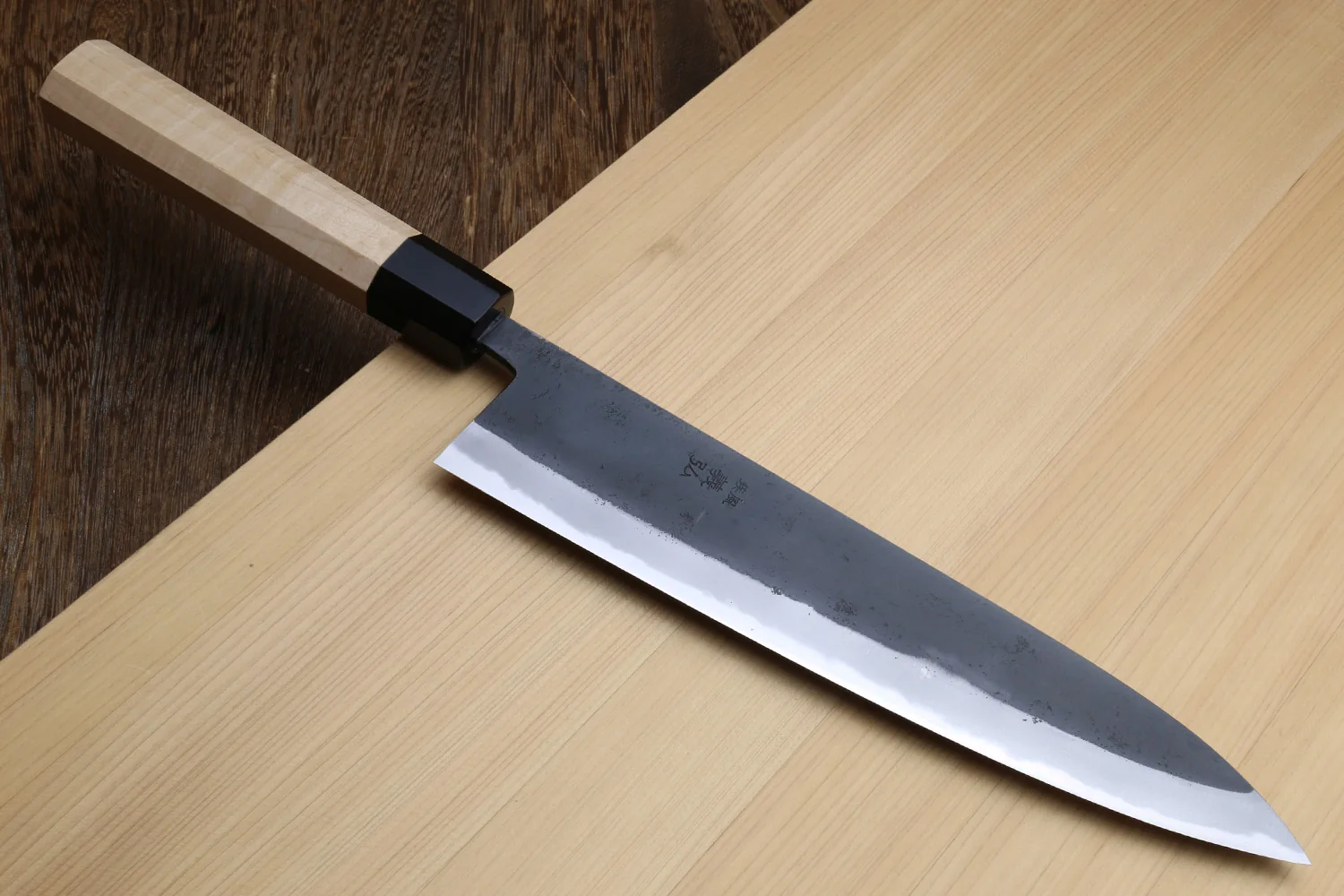 Yoshihiro High Carbon Blue Steel #2 Kurouchi Gyuto Japanese Multipurpose Knife with Kaede Handle - Image 3