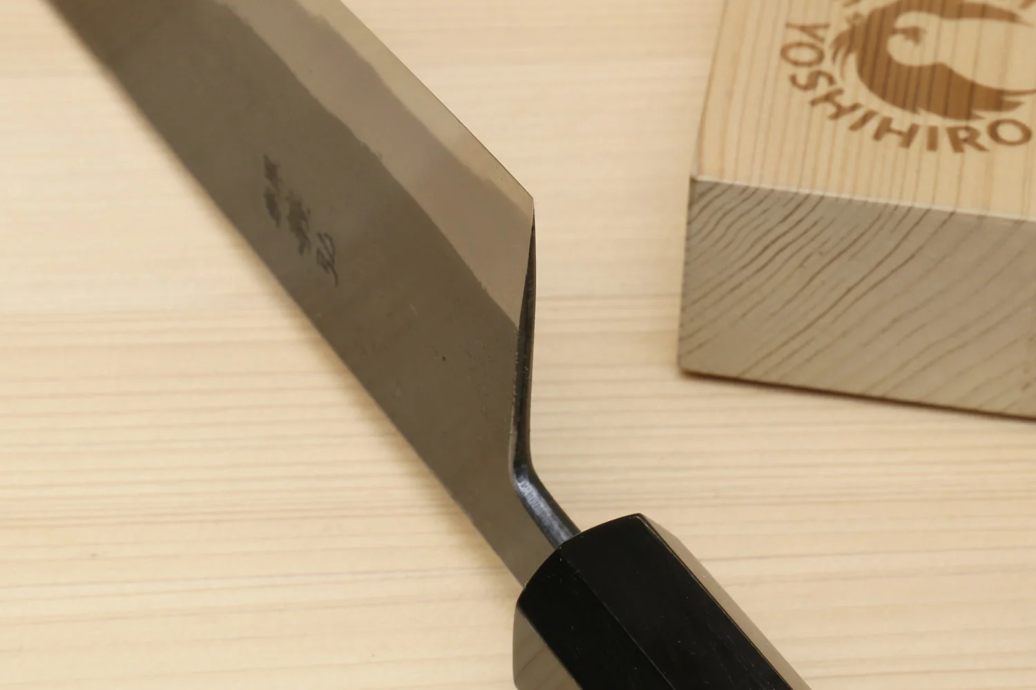 Yoshihiro High Carbon Blue Steel #2 Kurouchi Japanese Kiritsuke Chef Knife with Kaede Handle - Image 3