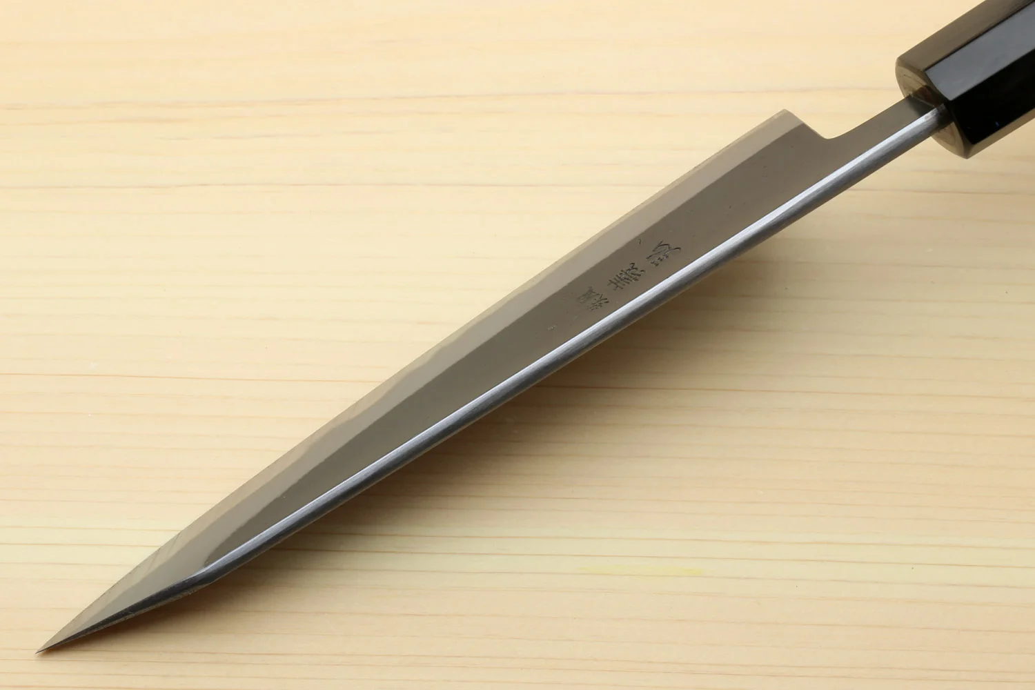 Yoshihiro High Carbon Blue Steel #2 Kurouchi Petty-Kiritsuke Utility Knife with Kaede Handle - Image 7