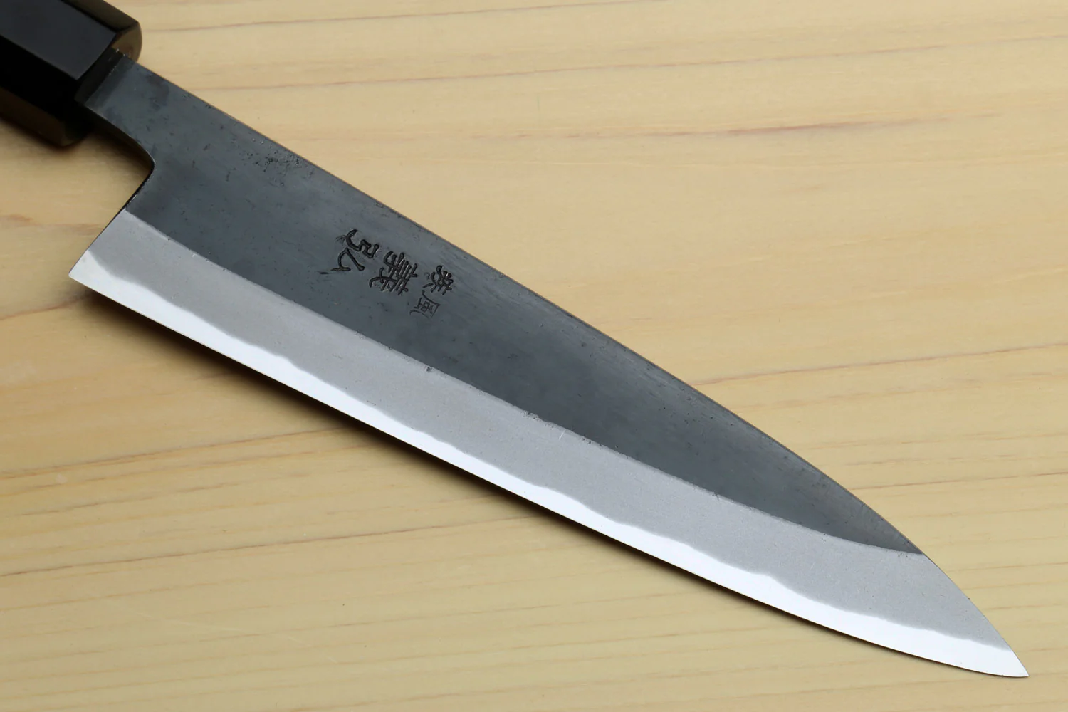 Yoshihiro High Carbon Blue Steel #2 Kurouchi Petty Utility Knife with Kaede Handle - Image 3