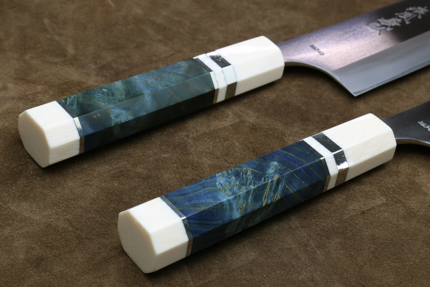Yoshihiro High Speed Steel HAP40 Gyuto Chefs Knife with Octagonal Handle with Alternative Ivory Bolster (Blade Length: 10.2" (260mm)) - Image 7