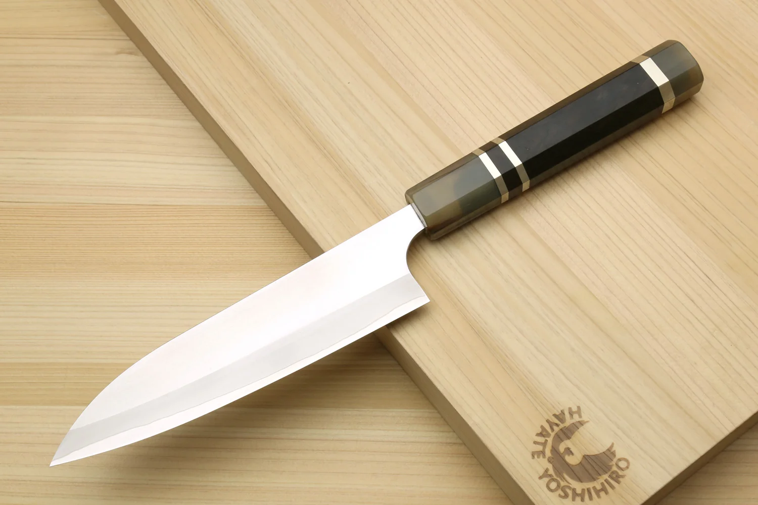 Yoshihiro High Speed Steel HAP40 Petty Multipurpose Chef Knife with Triple Ring Handle - Image 2