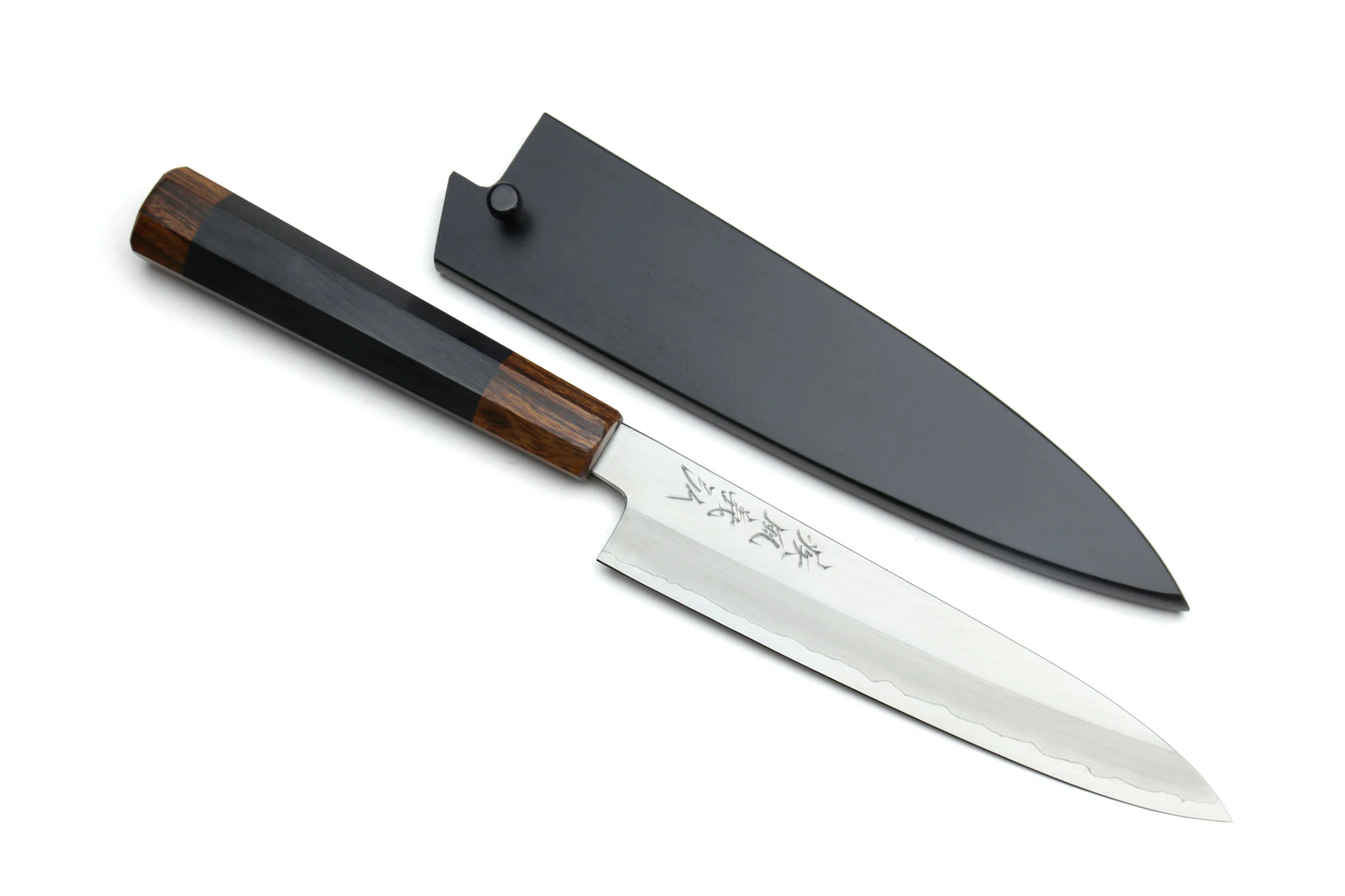 Yoshihiro Hiryu Ginsan High Carbon Stainless Steel Petty Utility Knife Ebony Handle with Nuri Saya Cover - Image 9