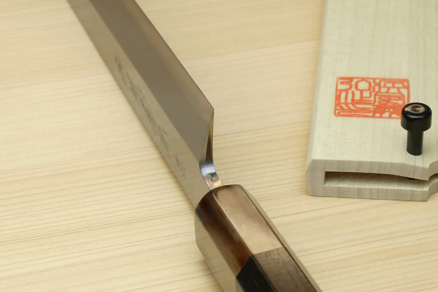 Yoshihiro Hongasumi Blue Steel Yanagi Sushi Sashimi Japanese Knife Ebony Handle - Image 5