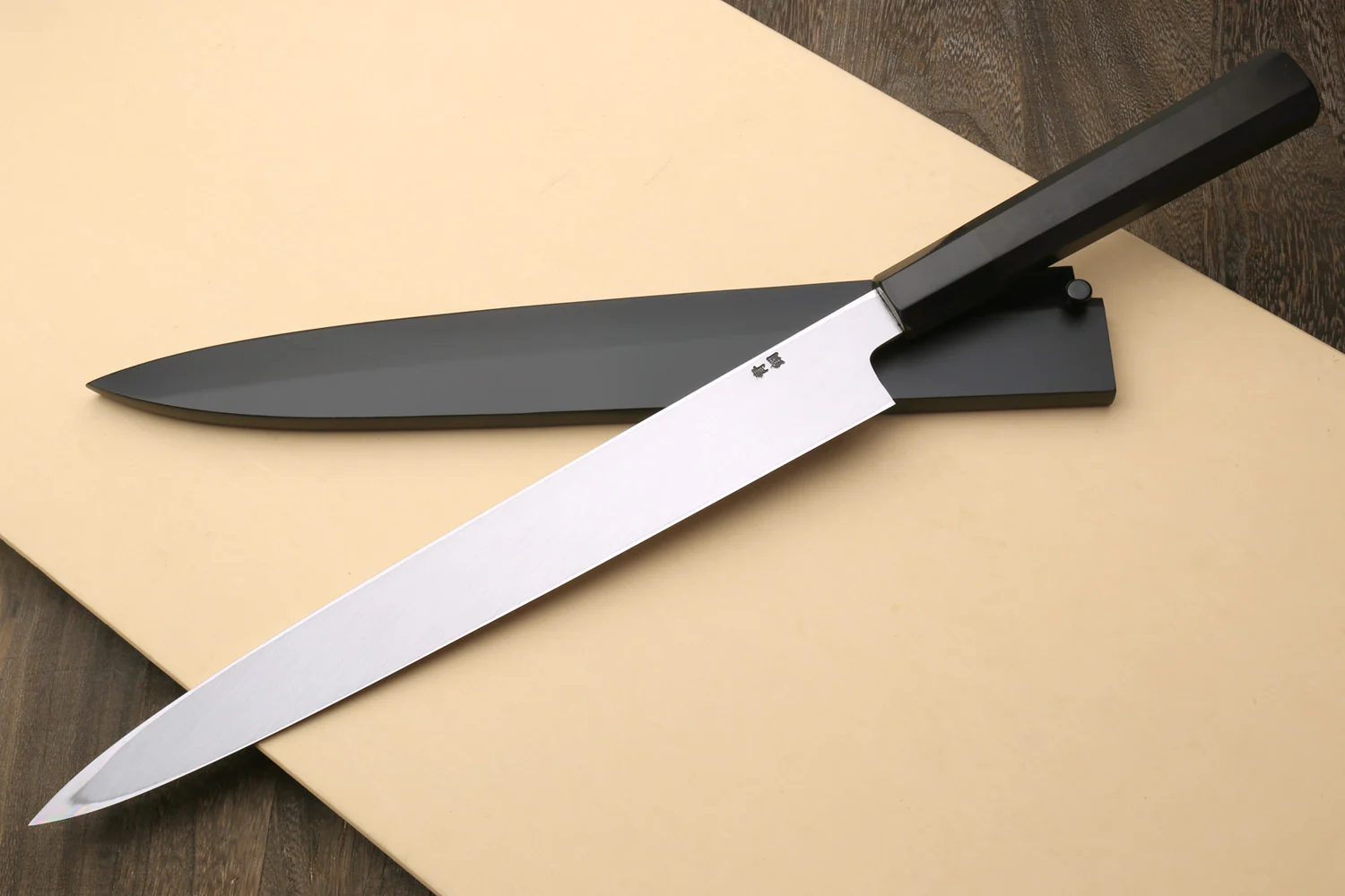 Yoshihiro Honyaki Aoko Blue Steel Mirror Finished Yanagi Sushi Sashimi Japanese knife with Ebony Handle - Image 3