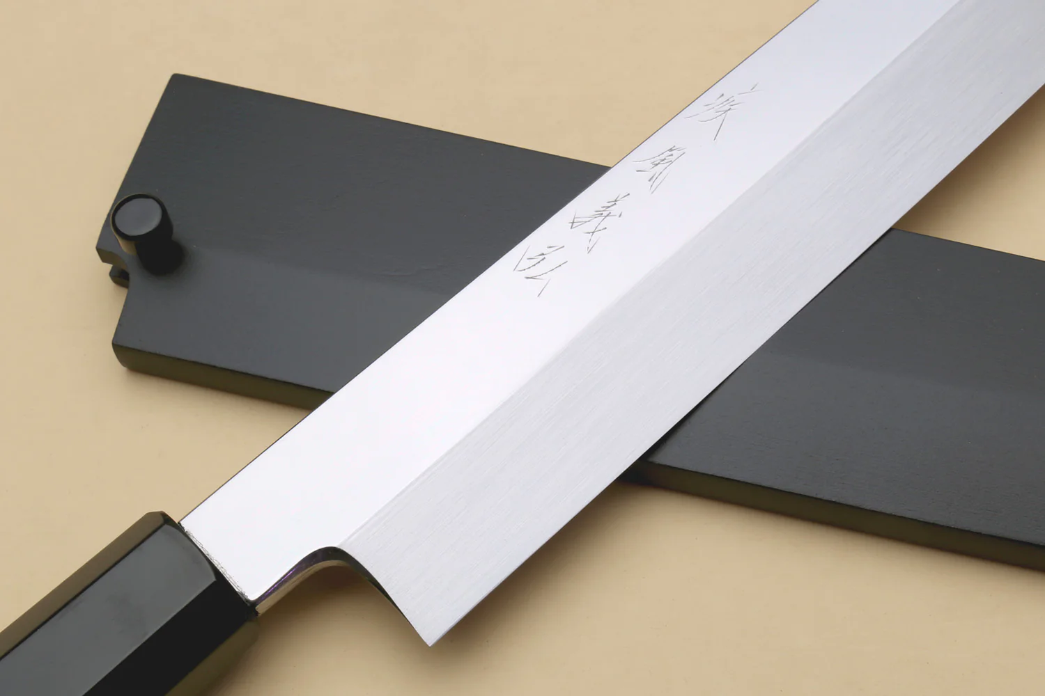 Yoshihiro Honyaki Aoko Blue Steel Mirror Finished Yanagi Sushi Sashimi Japanese knife with Ebony Handle - Image 4