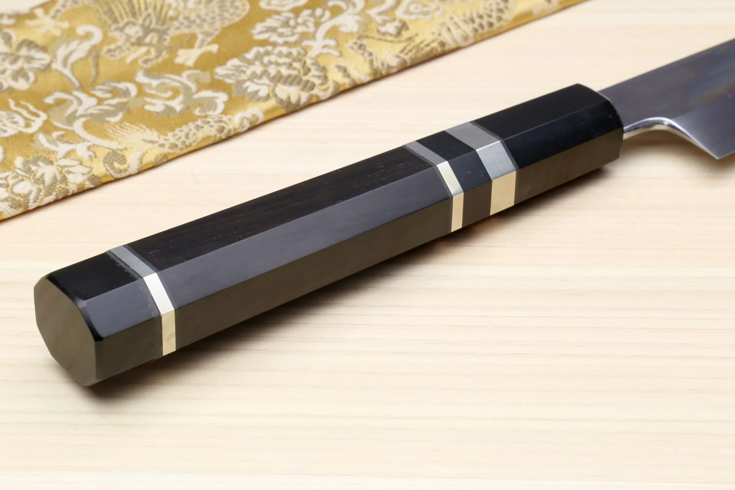 Yoshihiro Honyaki Mirror-Finished Namiukashi White Steel Yanagi Sushi Sashimi Japanese Knife with Triple Nickel Silver Ring Ebony Handle - Image 8