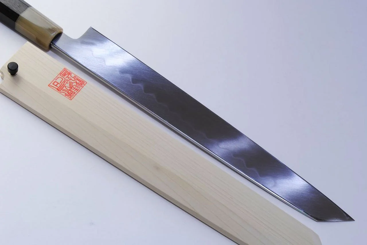 Yoshihiro Honyaki Mirror Finished White Steel Yanagi Kiritsuke Sushi Sashimi Japanese Knife Ebony Handle - Image 2