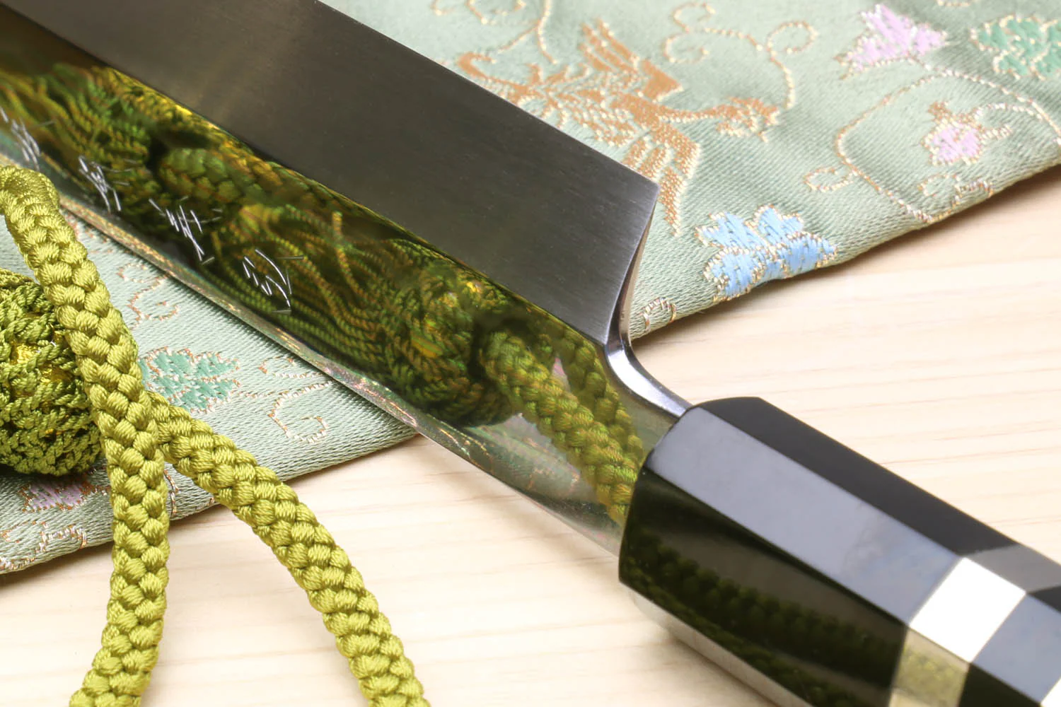 Yoshihiro Honyaki White Steel Mirror Finished Namiukashi Sakimaru Takobiki Sushi Sashimi Japanese Knife with Triple Nickel Silver Ring Ebony Handle - Image 2