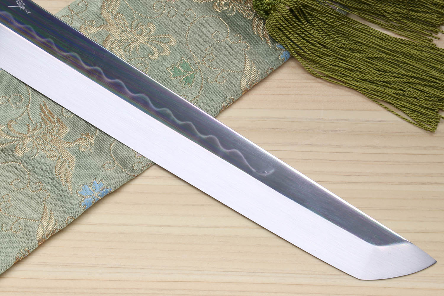 Yoshihiro Honyaki White Steel Mirror Finished Namiukashi Sakimaru Takobiki Sushi Sashimi Japanese Knife with Triple Nickel Silver Ring Ebony Handle - Image 6