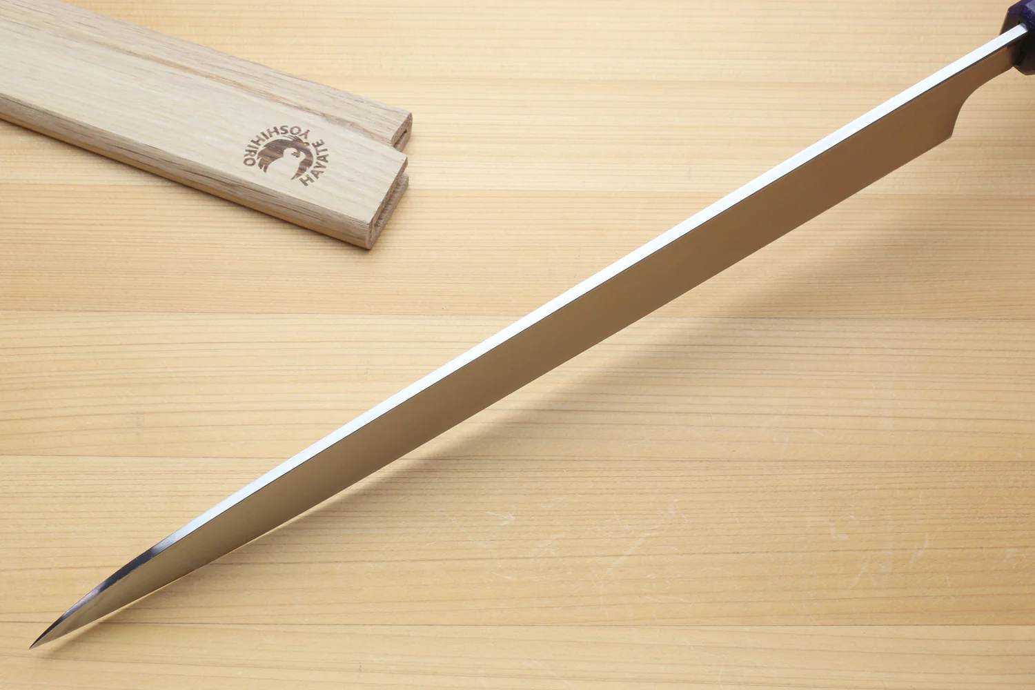 Yoshihiro Inox Stainless Steel Yanagi Sushi Sashimi Japanese Knife with Saya Cover - Handle - Image 5