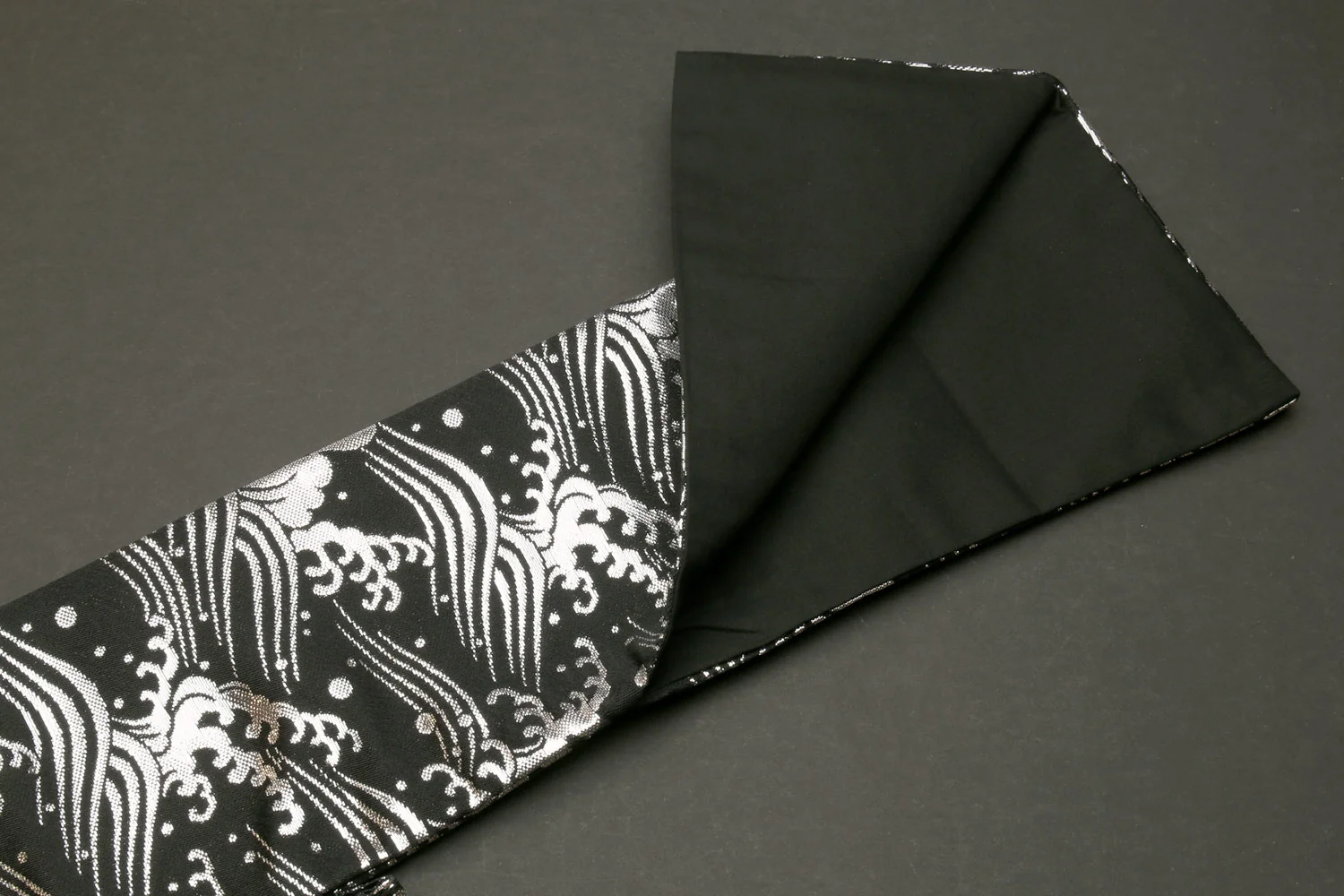 Yoshihiro Japanese Knife Pouch Bag (Black & Silver Japanese wave Pattern) - Image 3