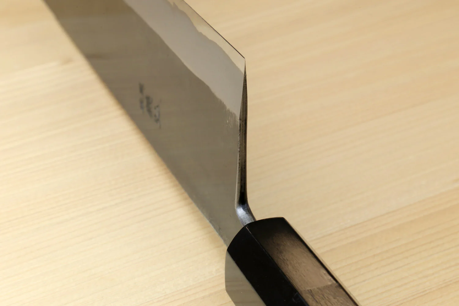 Yoshihiro Kurouchi Black-Forged Blue Steel Stainless Clad Kiritsuke Chef Knife Ebony wood Handle - Image 7