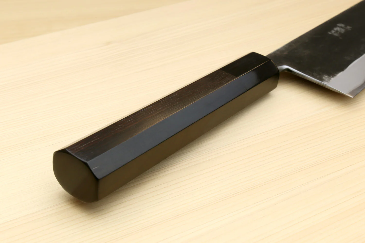 Yoshihiro Kurouchi Black-Forged Blue Steel Stainless Clad Kiritsuke Chef Knife Ebony wood Handle - Image 8