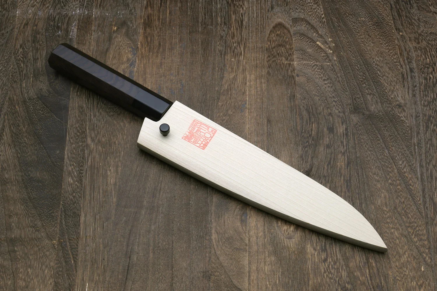 Yoshihiro Kurouchi Black-Forged Blue Steel Stainless Clad Petty-Kiritsuke Knife Ebony wood Handle - Image 8