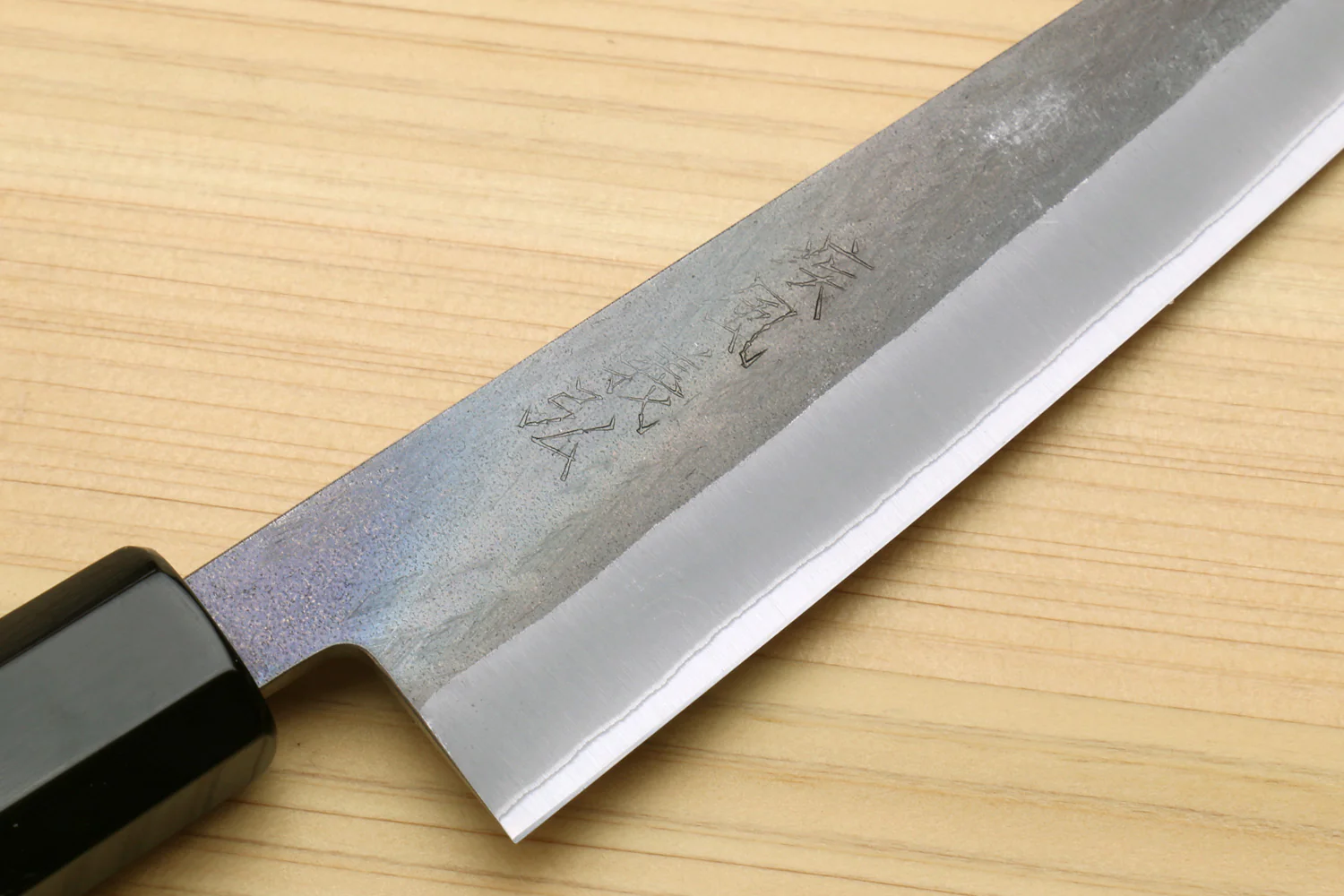 Yoshihiro Kurouchi Black-Forged Blue Steel Stainless Clad Boning Honesuki Utility Knife (Ebony Handle) - Image 4