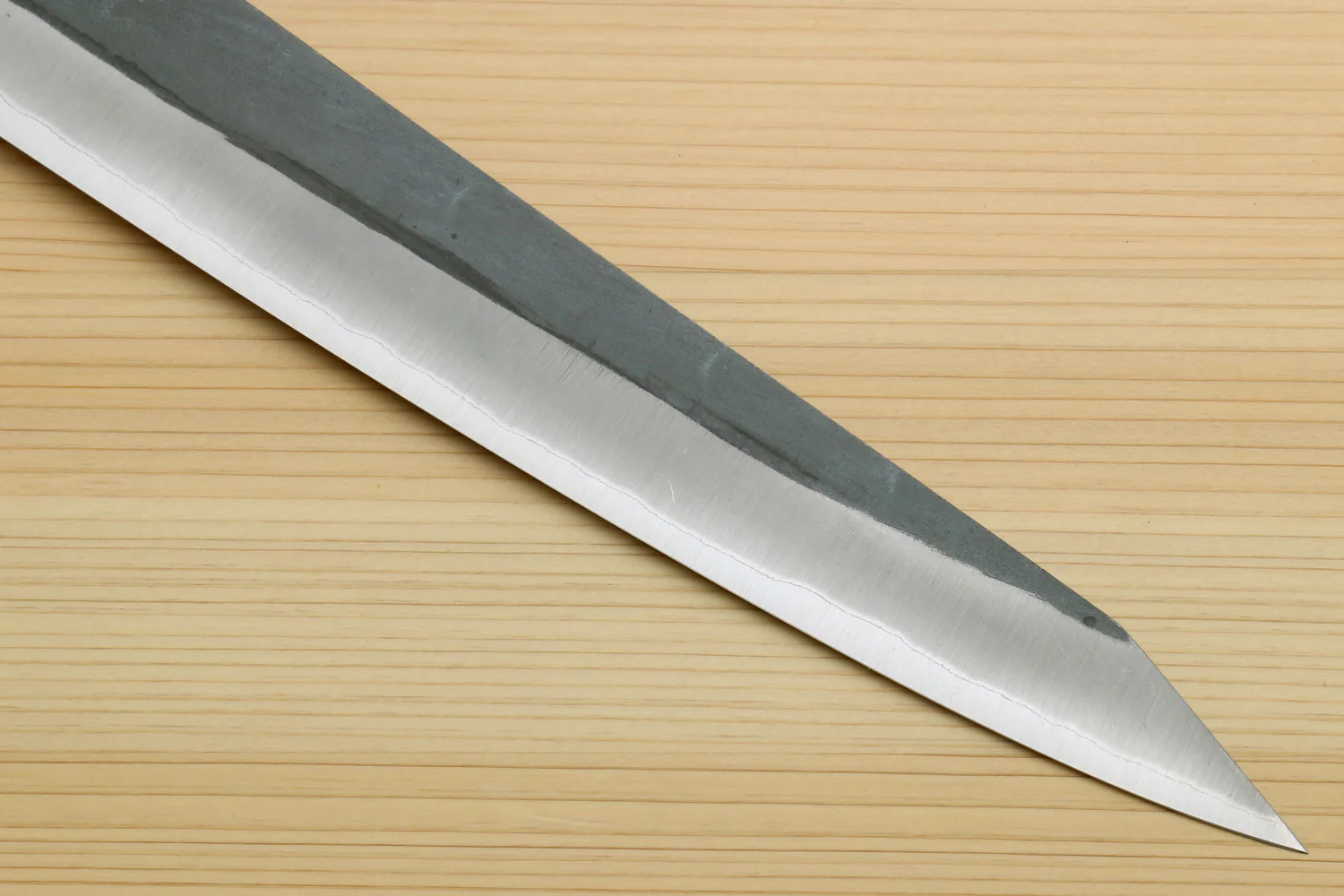 Yoshihiro Kurouchi Black-Forged Blue Steel Stainless Clad Sujihiki Kiritsuke Slicer Knife (Ebony Handle) - Image 5