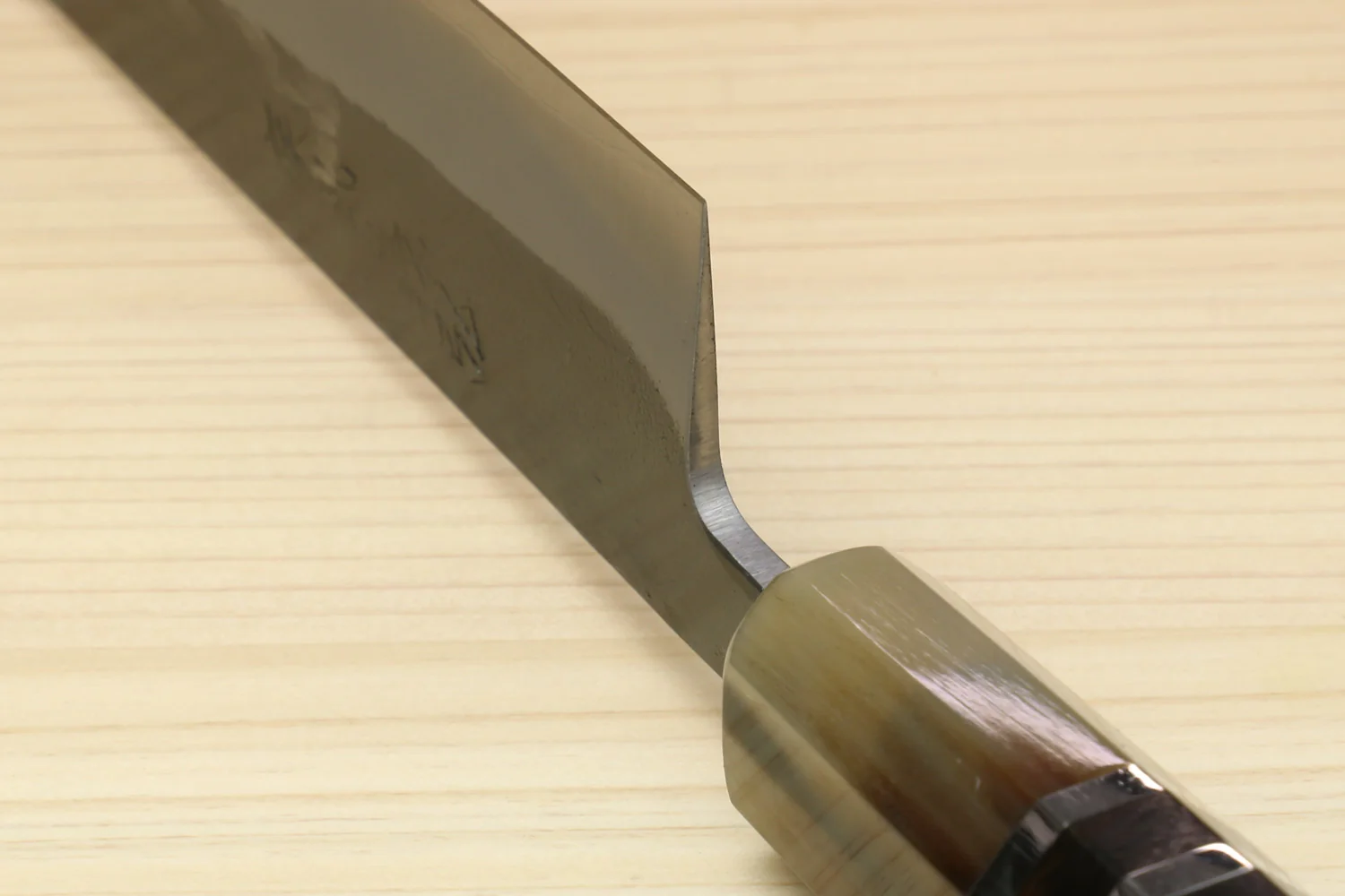 Yoshihiro Kurouchi Black-Forged Blue Steel Stainless Clad Sujihiki Kiritsuke Slicer Knife (Triple Ring Handle) — 9.5" (240mm) - Image 4