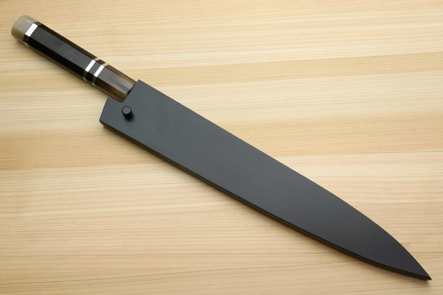 Yoshihiro Kurouchi Black-Forged Blue Steel Stainless Clad Sujihiki Kiritsuke Slicer Knife (Triple Ring Handle) — 9.5" (240mm) - Image 7